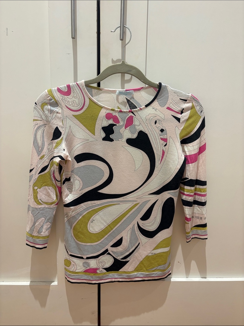 Emilio Pucci Multicolor Swirl Print Top - Pink, Black, Green, Gray